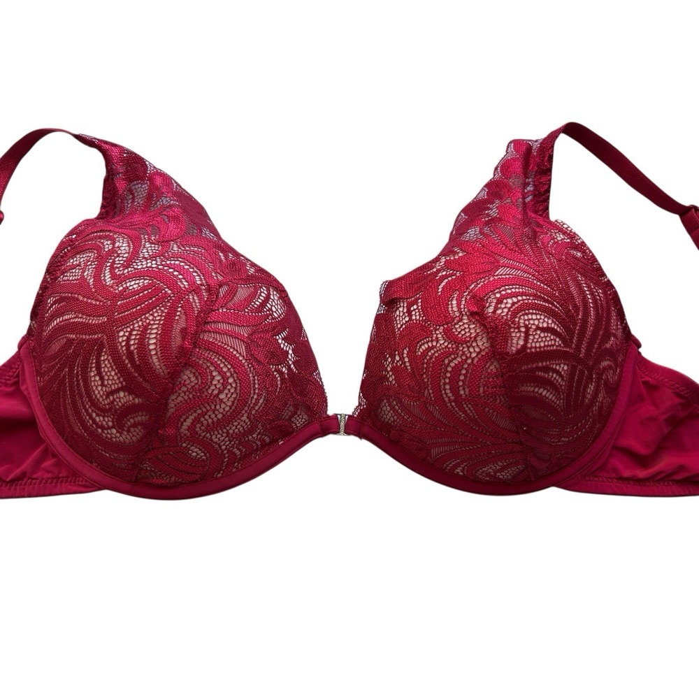 STUNNING ADORE ME 38C BRA SCALLOPED LACE RED FLORAL SEXY  COQUETTE LINGERIE